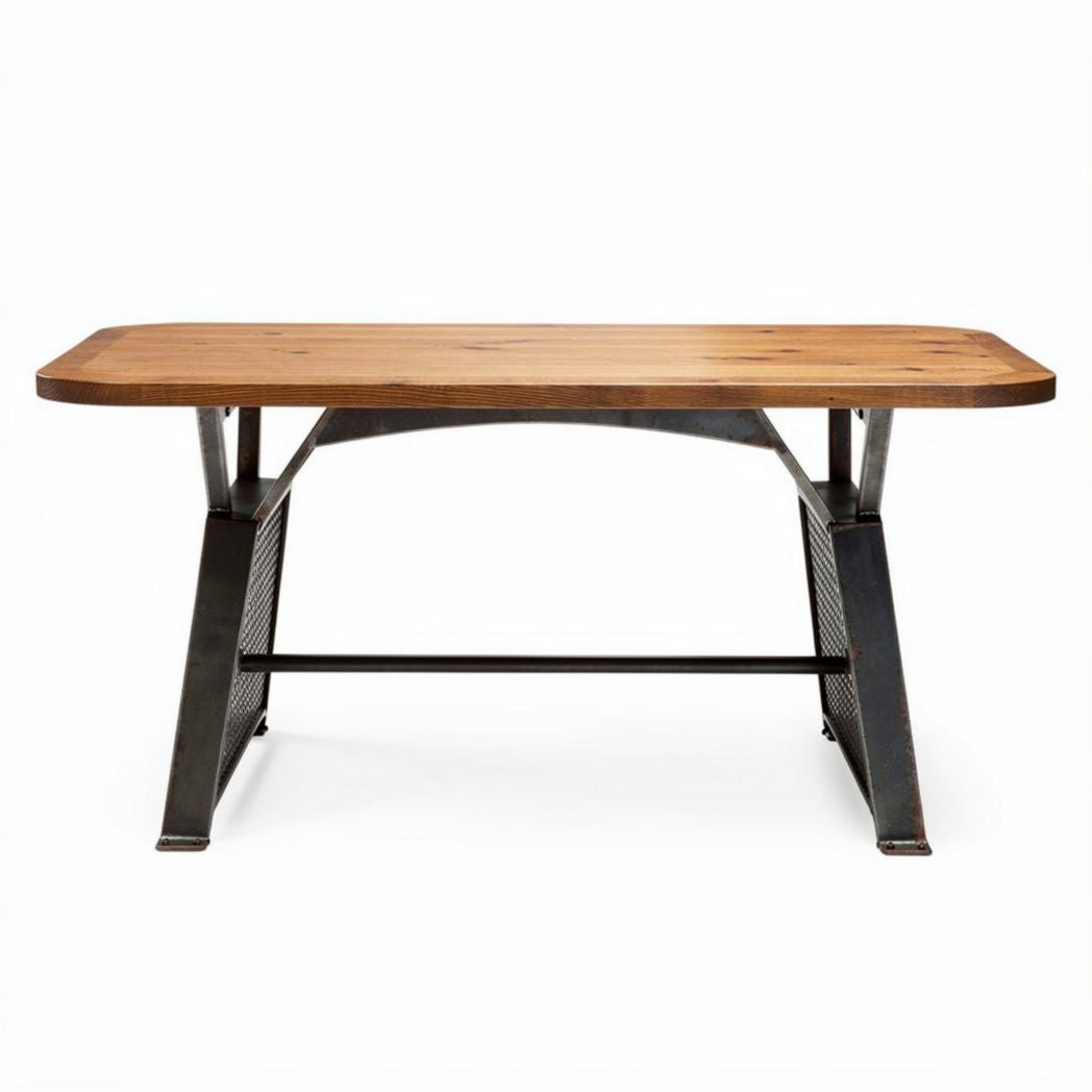 Rustic industrial dining table with a wood and metal construction 150 x 75 x 75cm