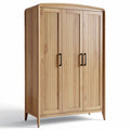 Wooden wardrobe with three doors and black metal handles 120 x 60 x 180cm