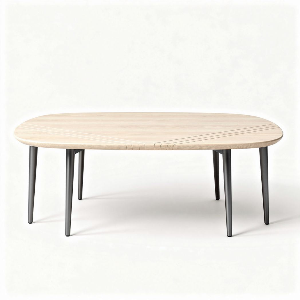 Oval coffee table made of wood and metal in natural finish 150 x 80 x 45cm
