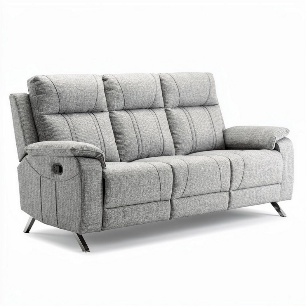 Reclining sofa in light gray fabric with modern design 200 x 90 x 85cm