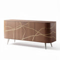Wooden sideboard with gold accents and three doors 150 x 45 x 70cm
