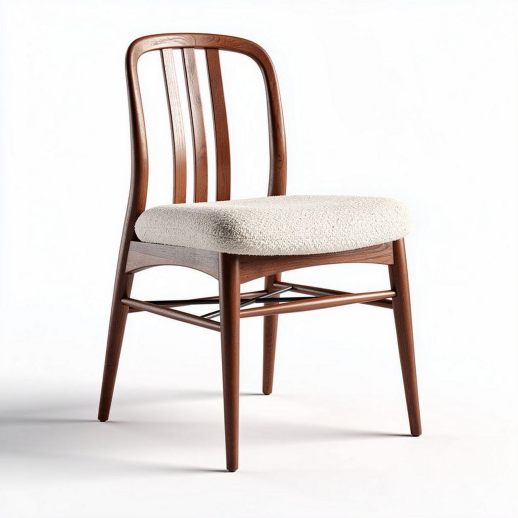 Wooden dining chair with plush fabric seat measures 45 x 45 x 80cm