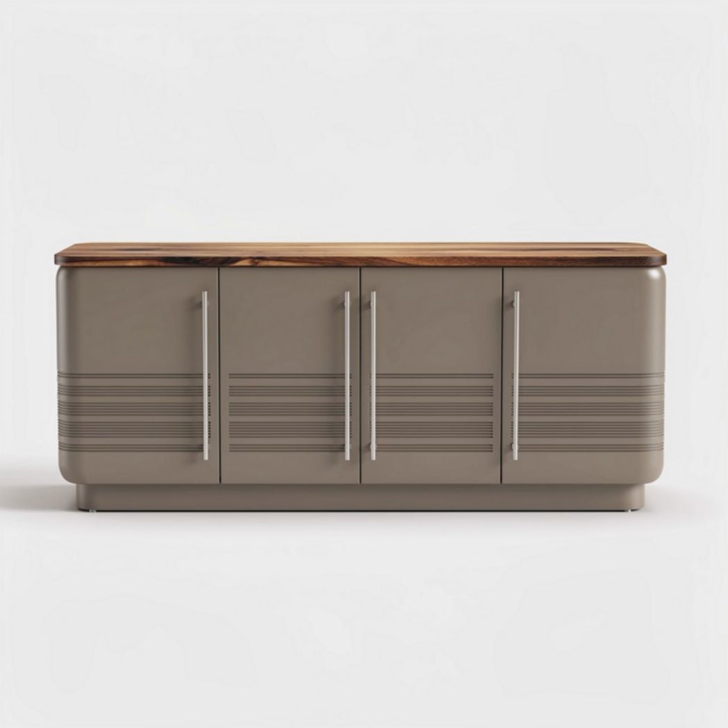 Modern sideboard with wooden top and gray finish 150 x 60 x 80cm